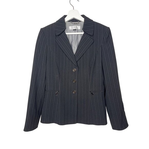 Tahari Jacket Womens 6 Small Suit Blazer Black Striped Work Career Business Fall - Picture 1 of 12